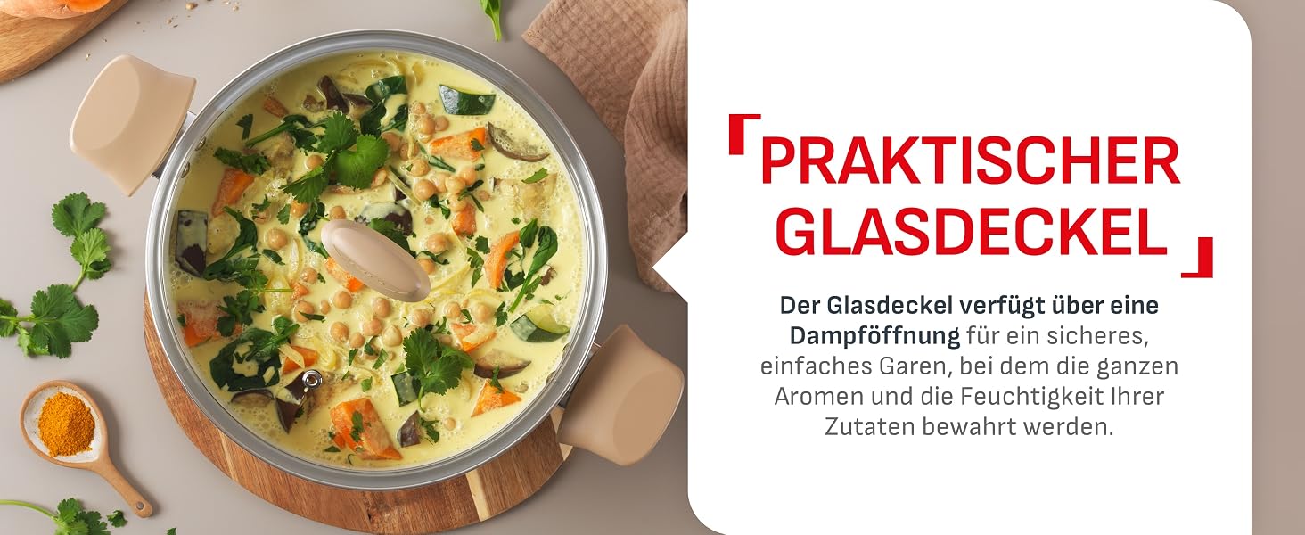 Набір посуду Tefal Mineralia+ Stone White On, 7 предметів, антипригарне покриття, Thermo-Signal, для всіх типів плит, білий, G199S544
