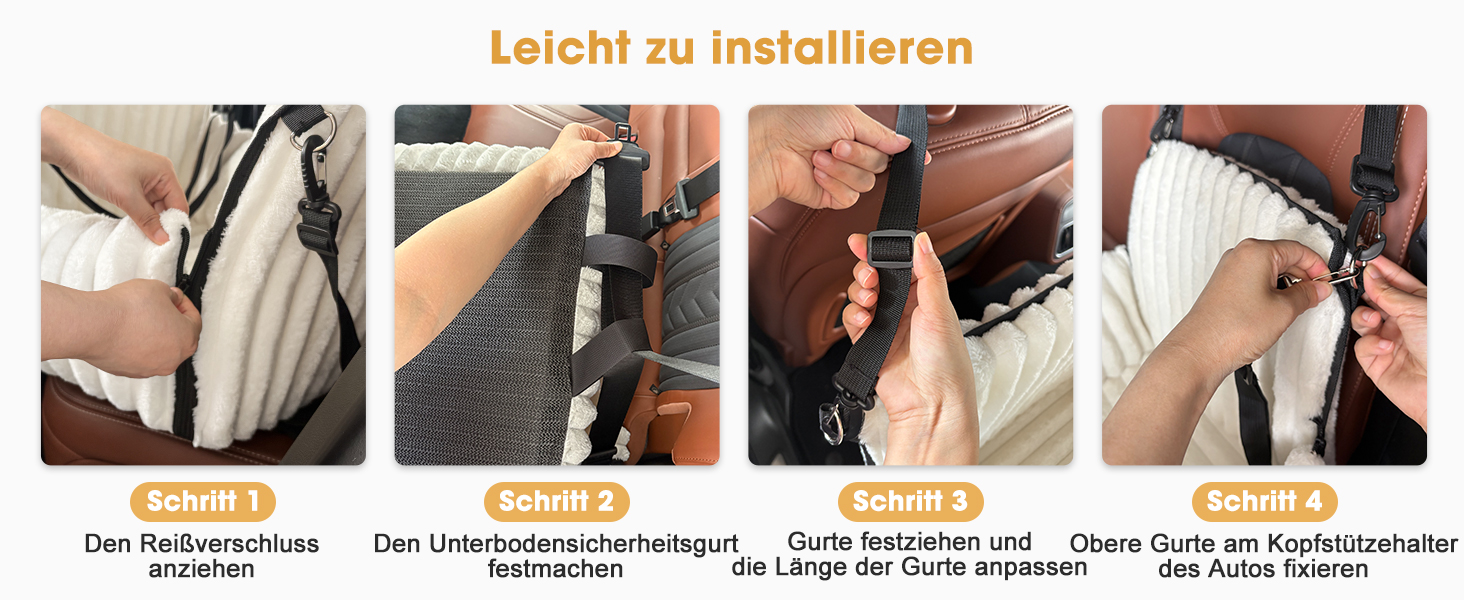 Mixjoy Dog Car Seat - Washable & Memory Foam - for Small to Medium Dogs - Rear & Front Seat - Grey