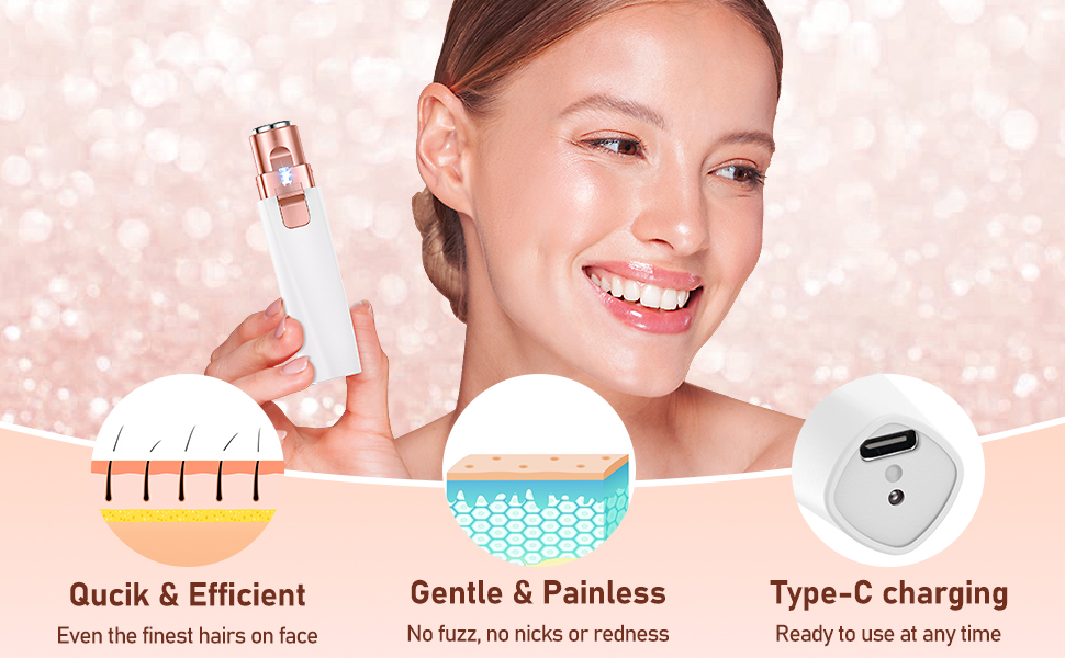 Електричний прилад для видалення волосся: 2-в-1 для обличчя та брів, Vinmall для жінок