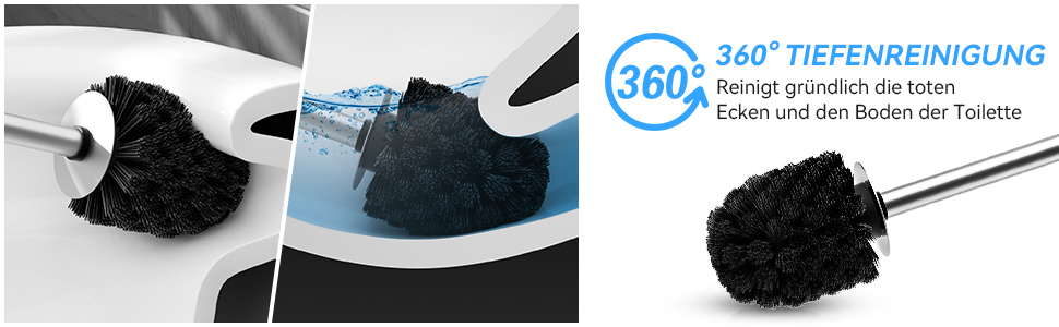 Силіконова щітка для унітазу Klobürste – гігієнічна щітка з нержавіючої сталі 304 з змінним насадком, для дому, гостьової ванної кімнати, готелю (Gebürstetes Silber)