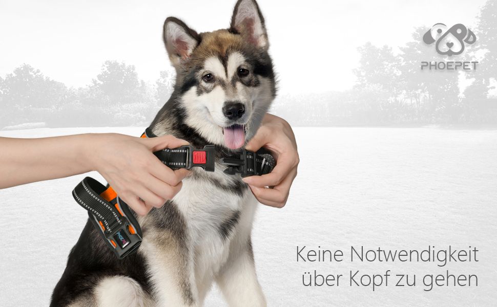 Шлейка для собак PHOEPET з регулюванням, для прогулянок, з карабіном, світловідбиваючими смугами, ручкою для контролю, великі та середні породи собак (L, помаранчевий)