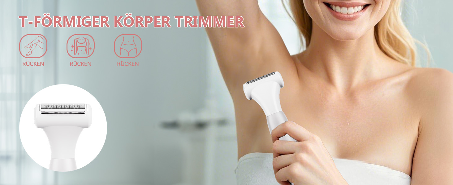 Електричний жіночий гірчак для інтимної зони 5-в-1 - для тіла, бікіні, брів та носа, IPX7, вологостійкий, білий