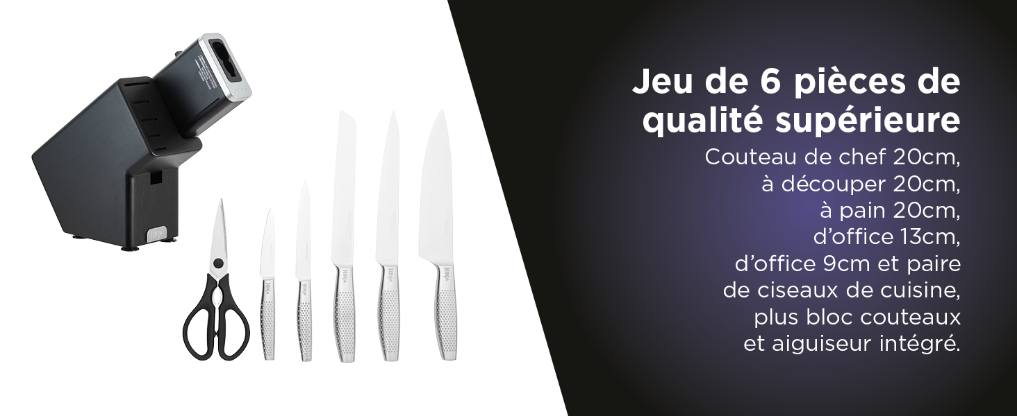 Набір ножів Ninja StaySharp K62006EUUK: 6 предметів з інтегрірувальником, з нержавіючої сталі, антрацит