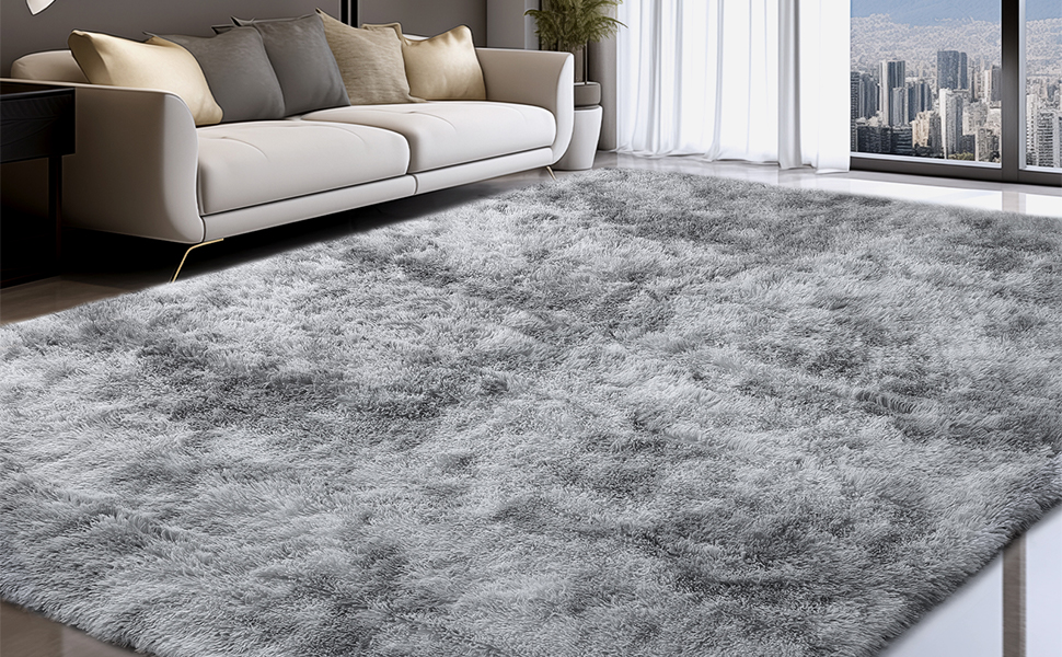 Килим Sour Lemon Hochflor сірого кольору для вітальні, 160x230 см, миючий, з антиковзаючою основою, великий, пухнастий, сучасний, для спальні, дитячої кімнати (слонова кістка, 240 x 300 см, прямокутний)