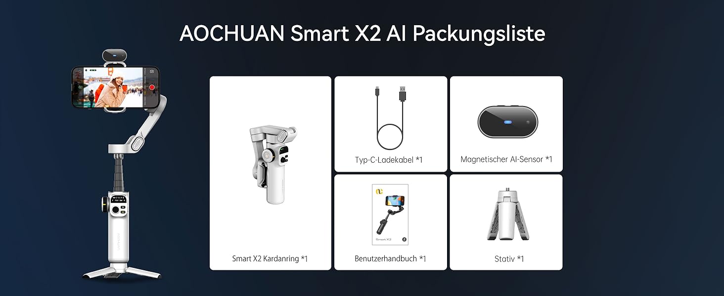 Стабілізатор для iPhone та Android з 3-осьовою стабілізацією та OLED-дисплеєм, 7.8