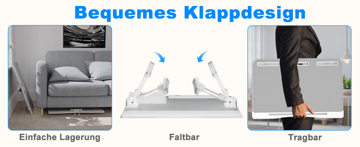 Столик для ноутбука Potuopy з регулюванням висоти та кута нахилу, великий (60*40 см), сірий