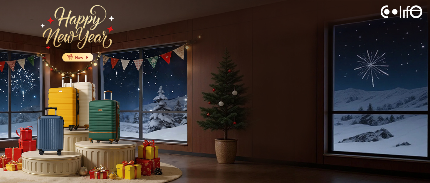 Набір валіз COOLIFE 4 в 1: дорожній набір з тканини, ручна валіза, TSA-замок, велика сумка на плечі (чорний+червоний)