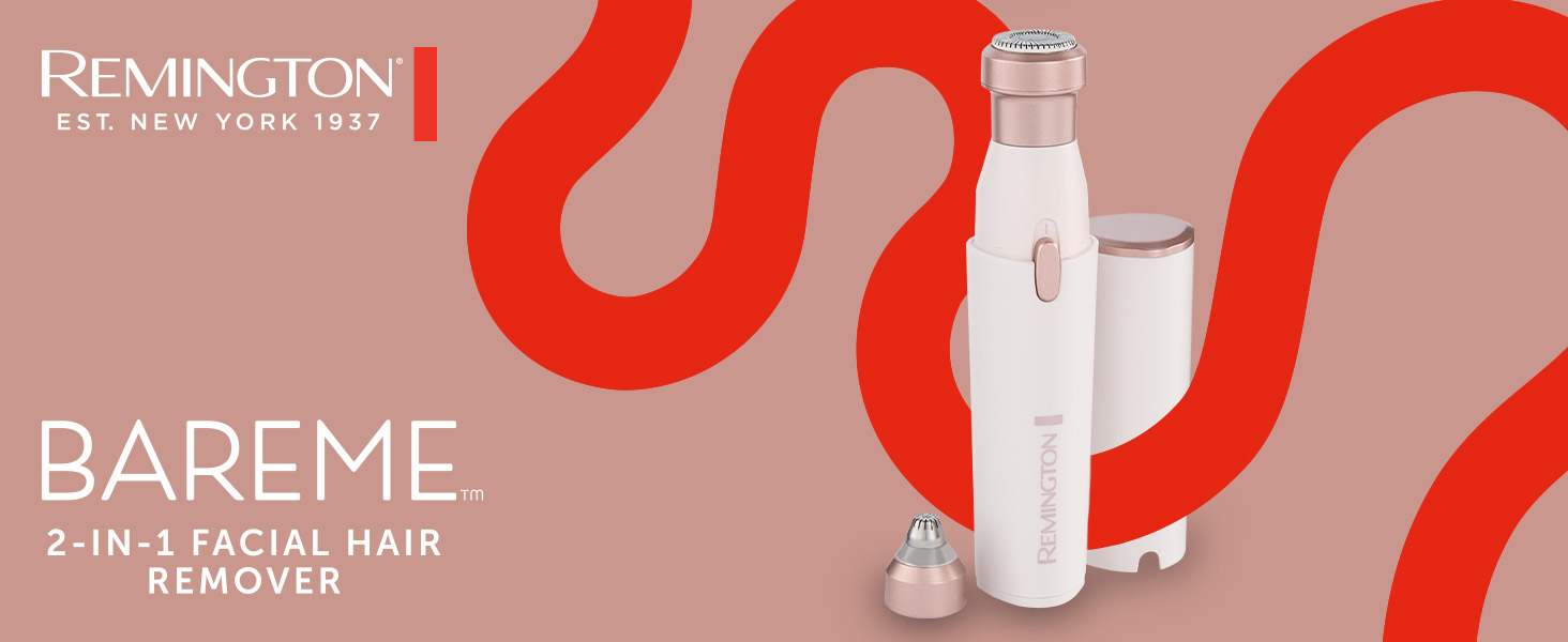 Електричний пристрій для видалення волосся Remington BareMe WFS200: 2-в-1 (рашер та тример для брів), для обличчя (верхня губа, підборіддя, щоки), водостійкий, з LED-підсвічуванням, USB-C, щітка, захисна кришка