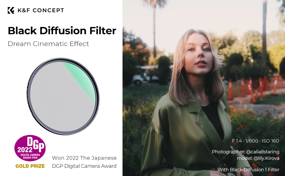 Фільтр K&F Concept Black Mist 1 82мм для відео та портретної фотографії з нанопокриттям