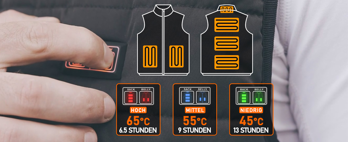 Обогріваючий жилет з підігрівом для жінок та чоловіків, жилетка з акумулятором 7.4V/5.0V, 3 режими температури, 6 зон нагріву, зимовий жилет-куртка, чорний, 25000mAh