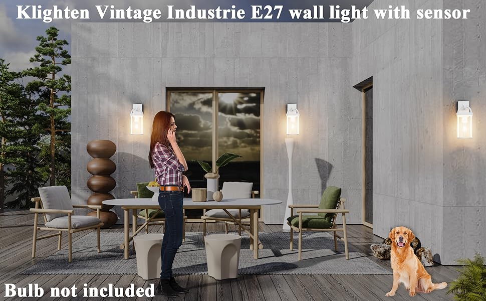 Квітковий вуличний світильник Klighten Vintage, промисловий дизайн, сірий колір, для тераси та саду, IP44, з датчиком руху, без лампочки, матеріал - алюміній, цоколь E27, потужність 40W