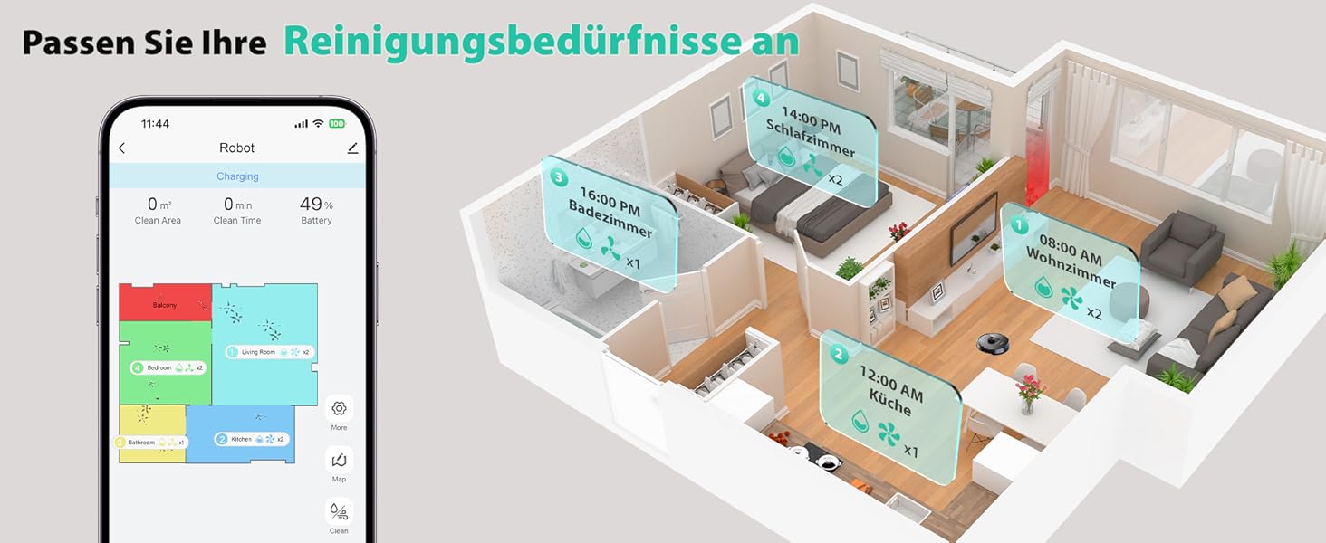 Робот-пилосос Tikom L8000 Plus з потужністю 6000Pa, станція самоочищення, LiDAR-навігація, Wi-Fi, мапінг, для шерсті тварин, килима та твердих підлог