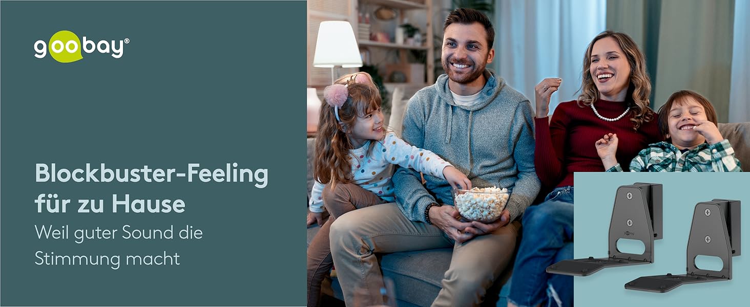 Настінний кронштейн-підставка для колонки Sonos Era 300 від Goobay, чорний, висота 71 см, з кабелеменеджментом, витримує до 3 кг