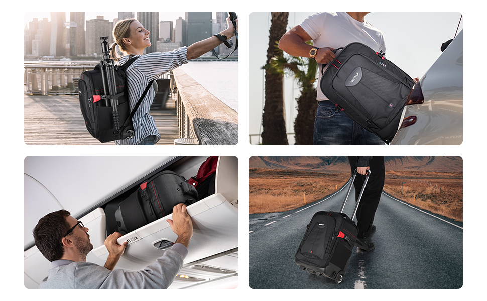 Рюкзак-тележка для камери NEEWER 2-в-1 NW-DA410T: водонепроникний, знімний, для фотообладнання та ноутбука
