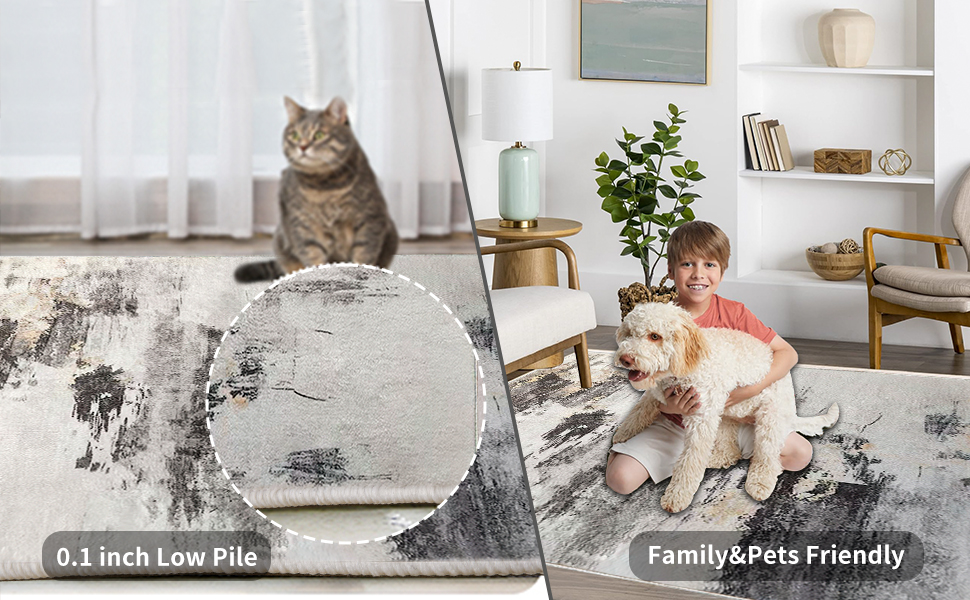 Килим Safunion для вітальні: великий сучасний абстрактний килим з коротким ворсом, м'який килим для спальні (80 x 120 см, 120 x 160 см), абстрактний коричнево-багатокольоровий