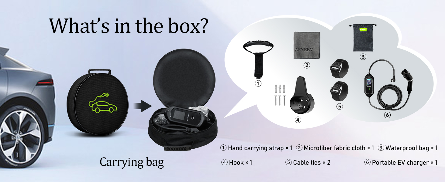 Кабель зарядного пристрою для електромобіля 8м, 3.6 кВт, Schuko, регульований струм 6/8/10/13/16A, з сумкою, IEC 62196-2