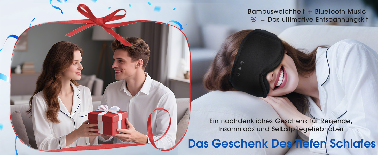 Маска для сну Dolida з Bluetooth навушниками, 3D бамбукова маска для очей, чорна. Комфортний сон для жінок та чоловіків.