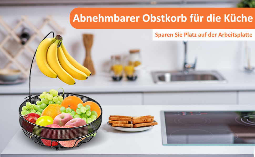 Металева фруктова корзина Bomclap з тримачем для бананів - стильна кухонна корзина для фруктів, овочів та закусок - бронза