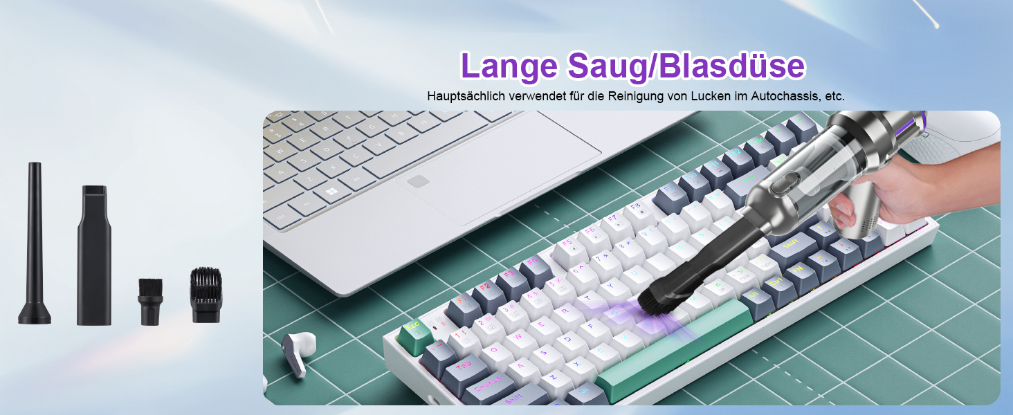 Бездротовий ручний пилосос RABIGALA 4-в-1, 25000PA, акумуляторний, для автомобіля та дому, електропілювач, фіолетовий