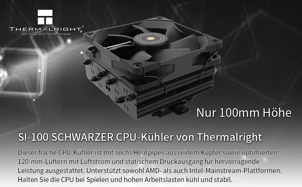 Thermalright SI-100 Black: Повітряний кулер для CPU з 6 теплових трубок та тихим вентилятором TL-E12B PWM