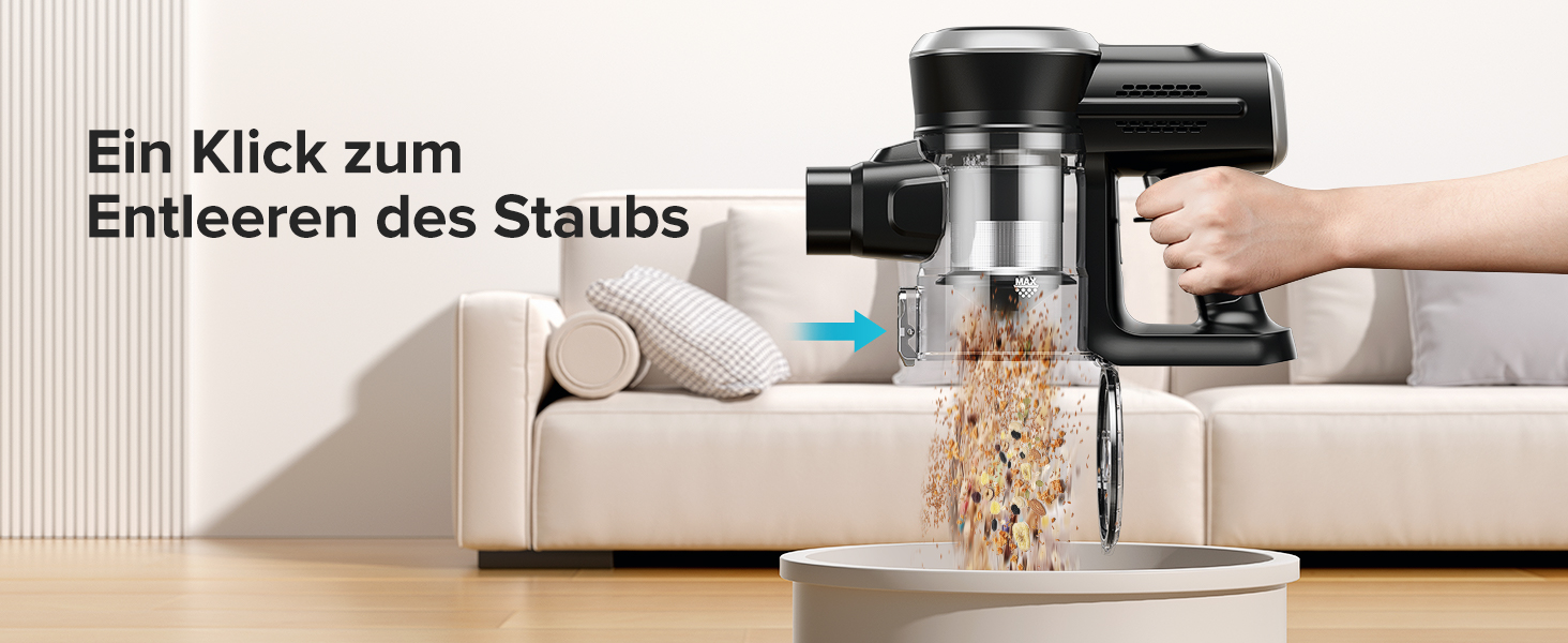 Бездротовий акумуляторний пилосос Lubluelu з LED-щіткою, HEPA-фільтром, потужністю 220W та 25kPa, час роботи до 50 хвилин, для твердих поверхонь, шерсті тварин та килимів (чорний)