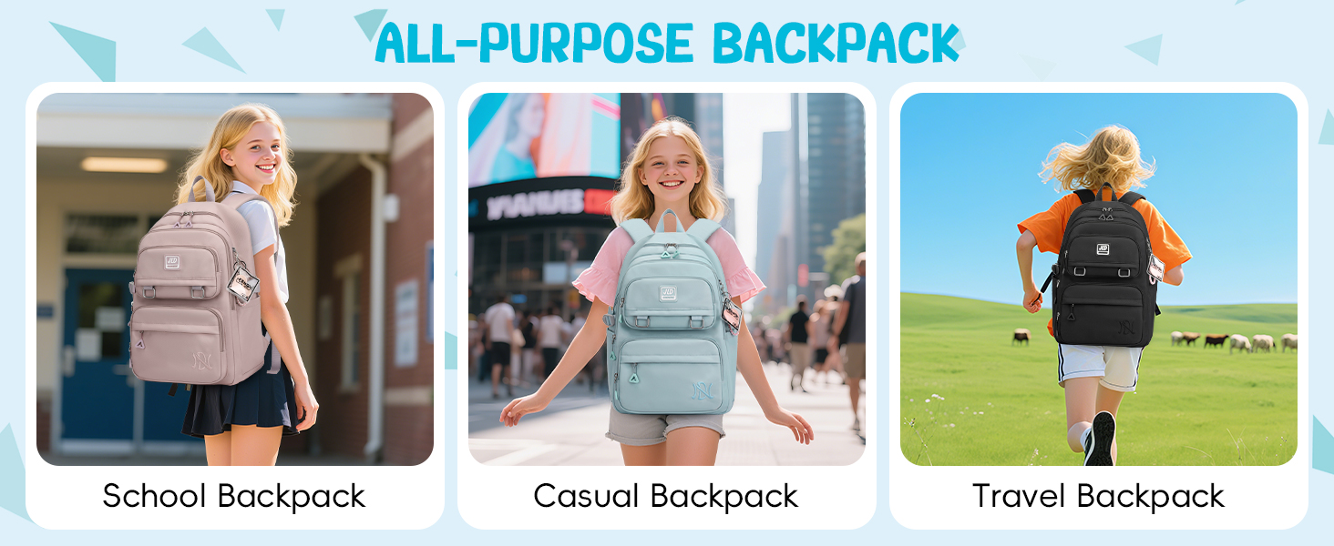Шкільний рюкзак для дівчаток-підлітків: стильний та водонепроникний, 3-9 клас, для школи та подорожей, блакитний (8529)