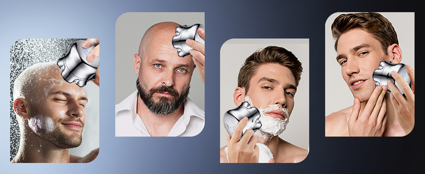 Електрична бритва чоловіча 7D Glatzen з плаваючою головкою, LED-дисплеєм, 2 режимами, Type-C зарядка, срібляста