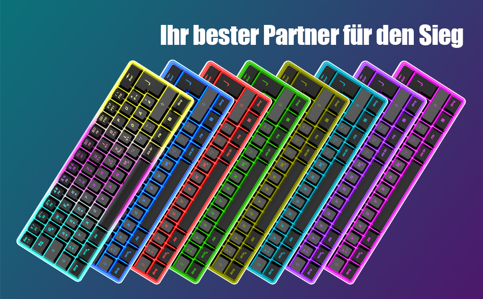 RedThunder Бездротовий ігровий комплект клавіатури та миші 60%, QWERTZ DE, для PC, MAC, PS5, Xbox, офісу. Чорний