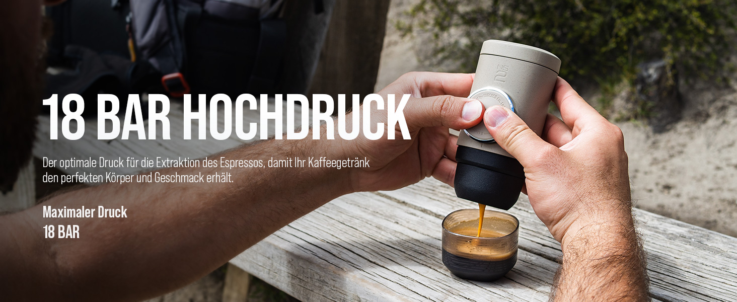 WACACO Minipresso NS2 – портативна кавомашина для еспресо, ручна, сумісна з Nespresso, сіро-оливковий колір