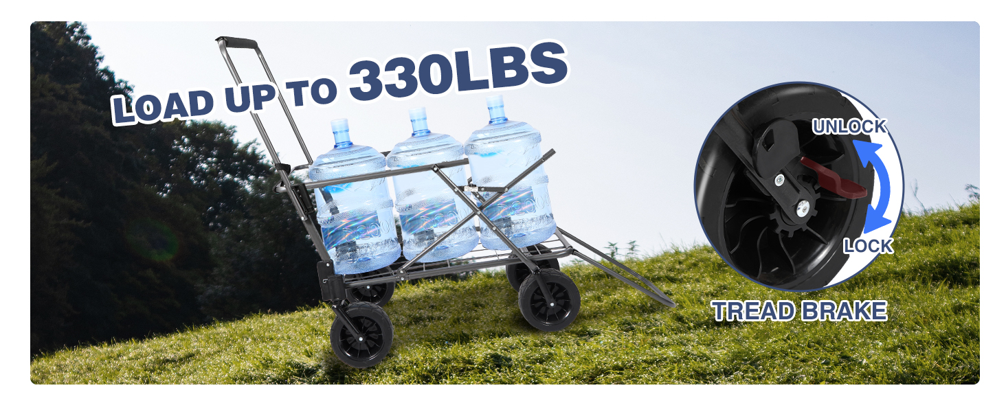 Складаний візок для собак REDCAMP з висувним задом, міцний, 134 л, великий, для кемпінгу, саду, спорту, покупок (Чорний, з сонцезахистом)