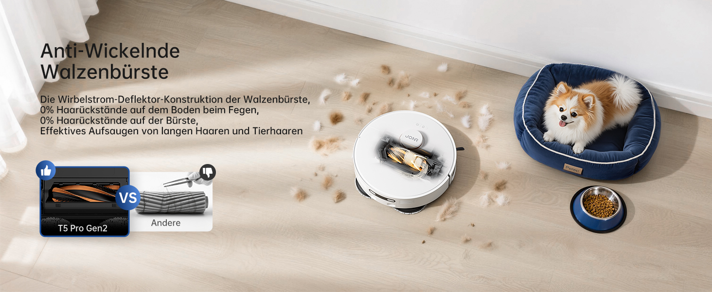 Робот-пилосос JONR T5 Pro Gen 2 з функцією миття, 15000Pa, сушка гарячим повітрям, антизаплутування, LiDAR-навігація, док-станція