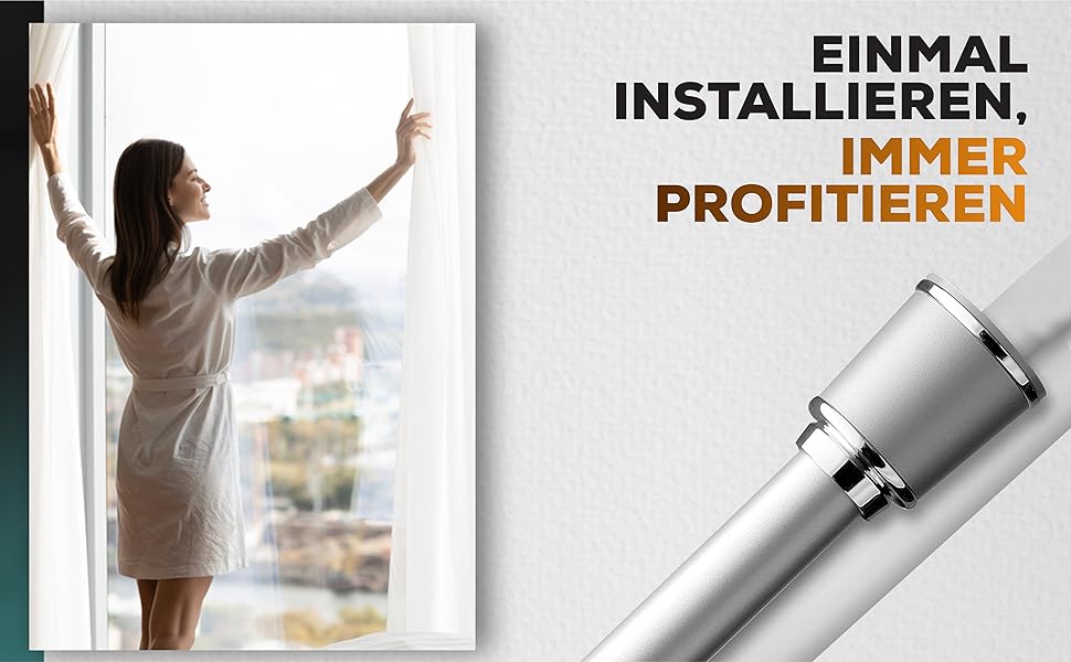 Штанга для штор 120-170см, сіра, Ø 32 мм, без свердління - для вікон, кімнат, кухні