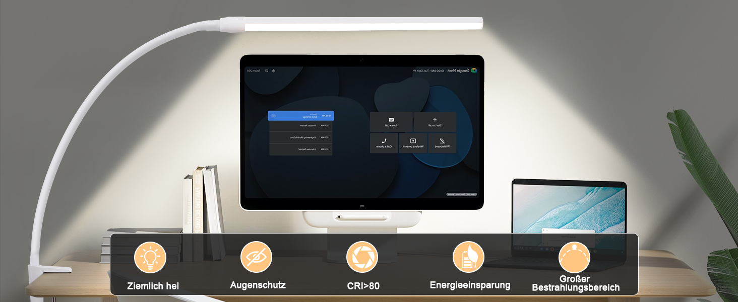 Лампа для столу Homefire LED з кріпленням, регульована яскравість: чорна, 5 рівнів яскравості, 5W, гнучка, для офісу, кабінету, захист очей, денне світло, USB