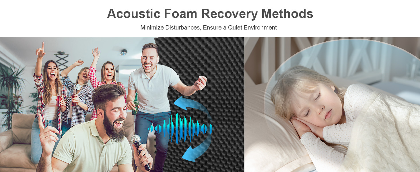 Акустичні панелі JBER самоклеючі, шумопоглинаючі плити з пінопласту 30x30x3 см, 12 шт. — звукоізоляція для студії, офісу та спальні, чорні