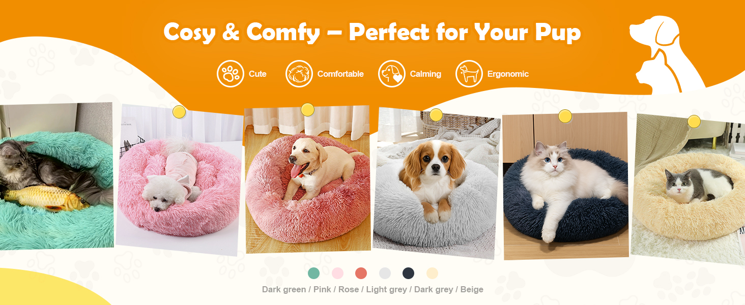 М'яке кругле ліжко для собак та котів, 50 см, рожеве. Легко миється, не слизьке, розмір L 50x50x20 см