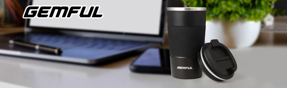 Термокружка з нержавіючої сталі 510 мл Gemful - блакитна, для подорожей та дому