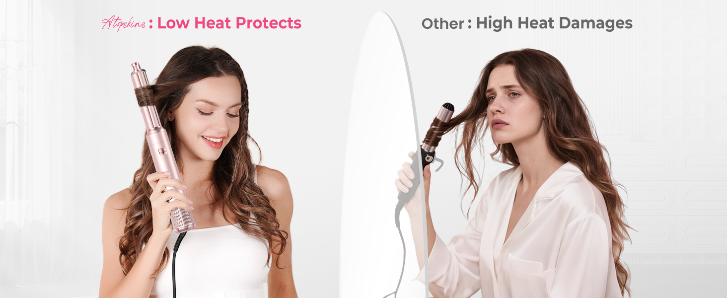 Atopskins Airstyler 6 в 1: Фен-щітка, плойка, фен, стайлер для волосся, стайлер для всіх типів волосся, 1000W, червоний