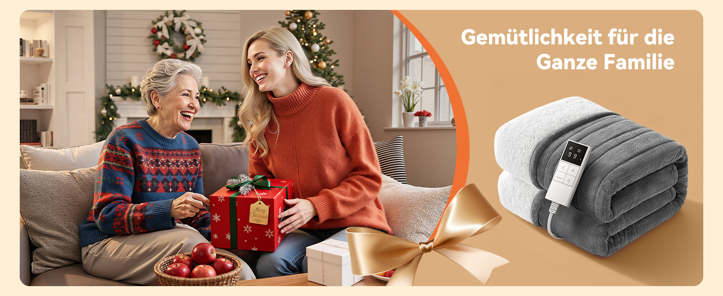 Електрична гріюча ковдра з 9 зон нагріву, таймером та функцією пам'яті, 160x120 см. Двостороння фланель та штучне хутро. Для 1 особи/дивану