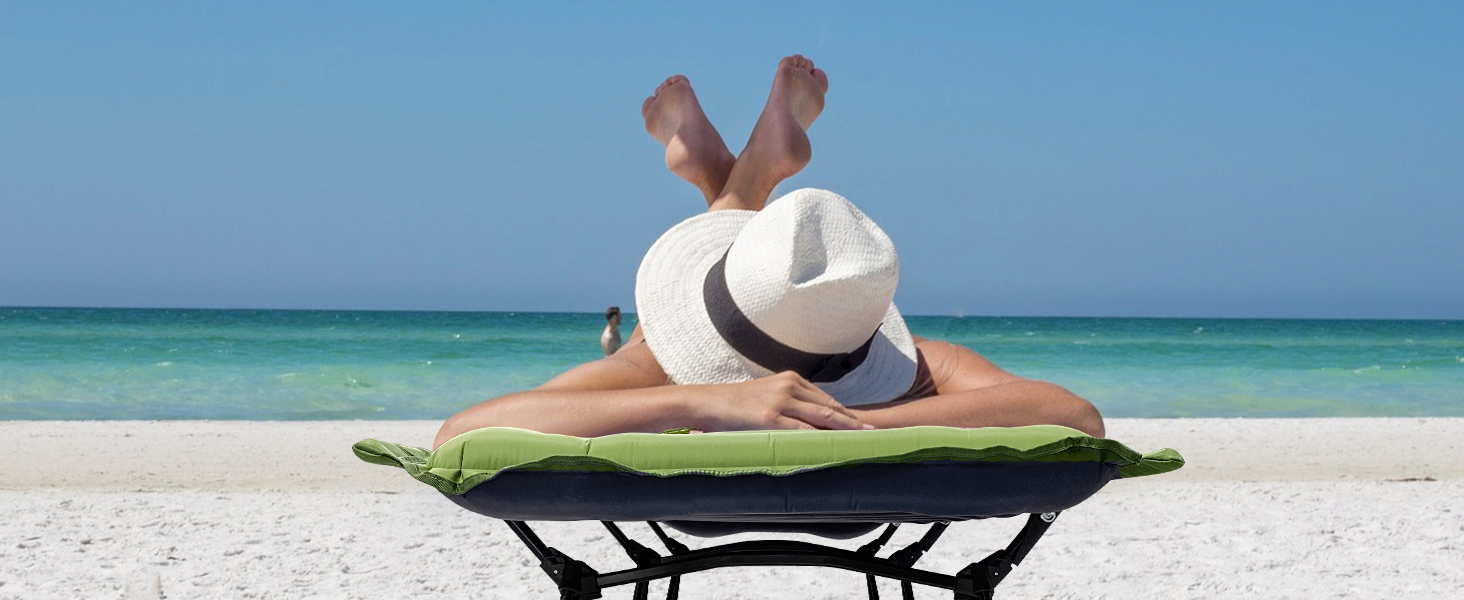 Розкладне ліжко-спальник туристичне, ультралегке, 160кг, блакитне. З алюмінієвою конструкцією та антирипстоп тканиною для кемпінгу, відпочинку на природі, вдома та на пляжі