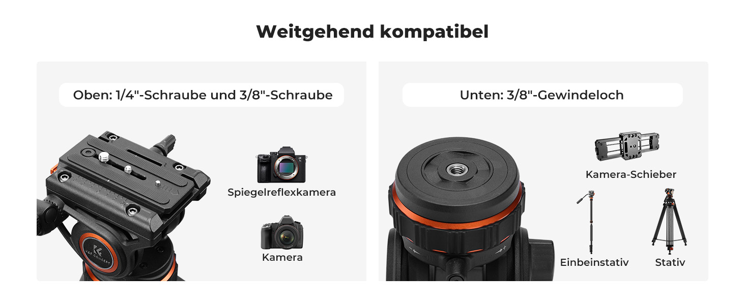 Штатив для камери K&F CONCEPT VA3+BV10: професійний відеоштатив з поворотним кріпленням, 184 см, для DSLR та відеокамер