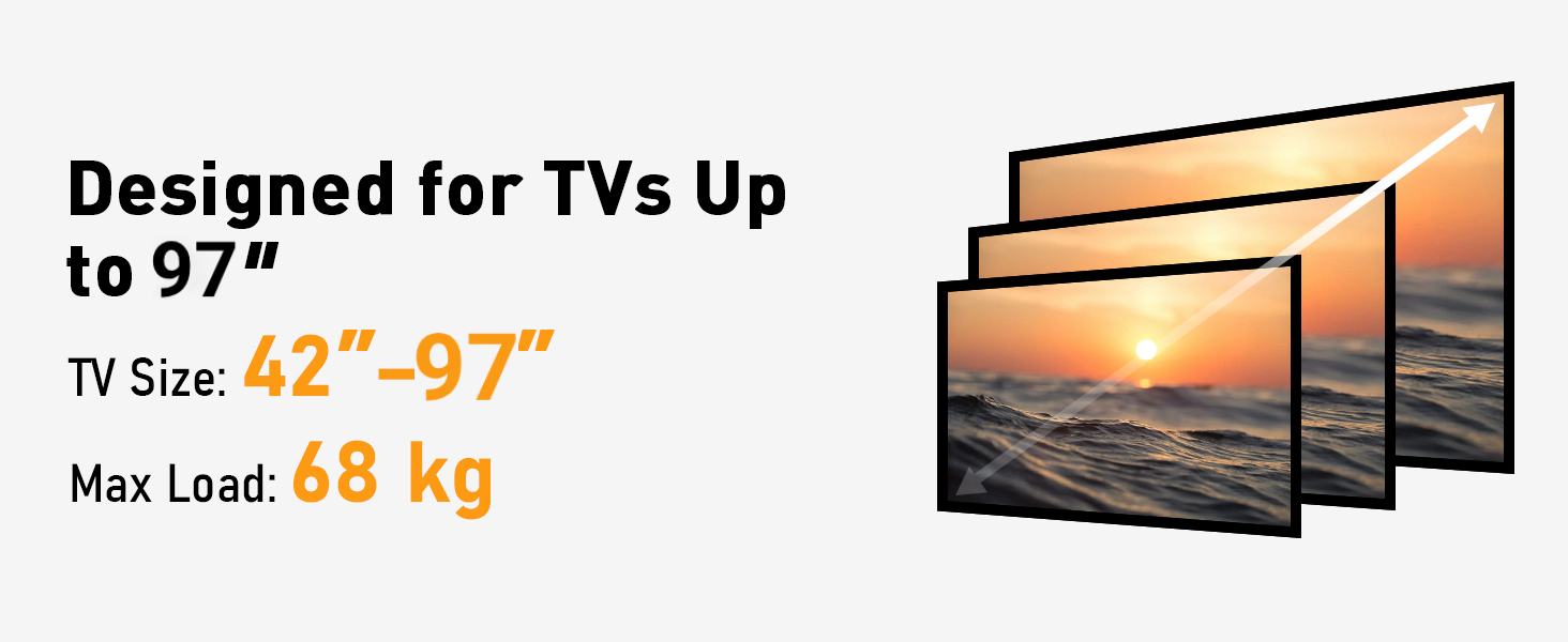 Кріплення для телевізора Perlegear: 42-90 дюймів, до 68 кг, подовжений кронштейн, повний рух, VESA 800x400 мм