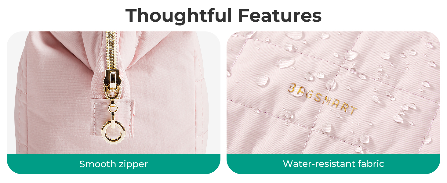 Косметичка для макіяжу BAGSMART, рожева, для подорожей, велика, водонепроникна