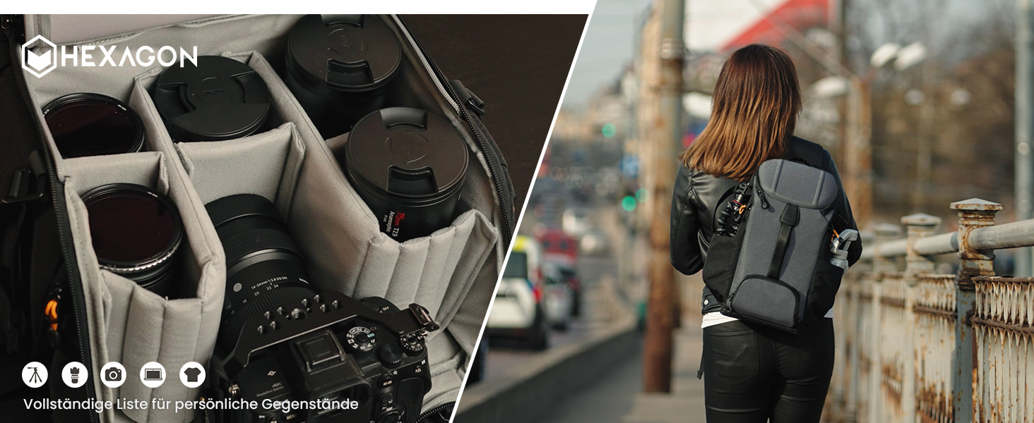 Сумка для камери Tarion: зручна фотосумка через плече для DSLR та об'єктивів з водонепроникним чохлом (чорний, сірий)