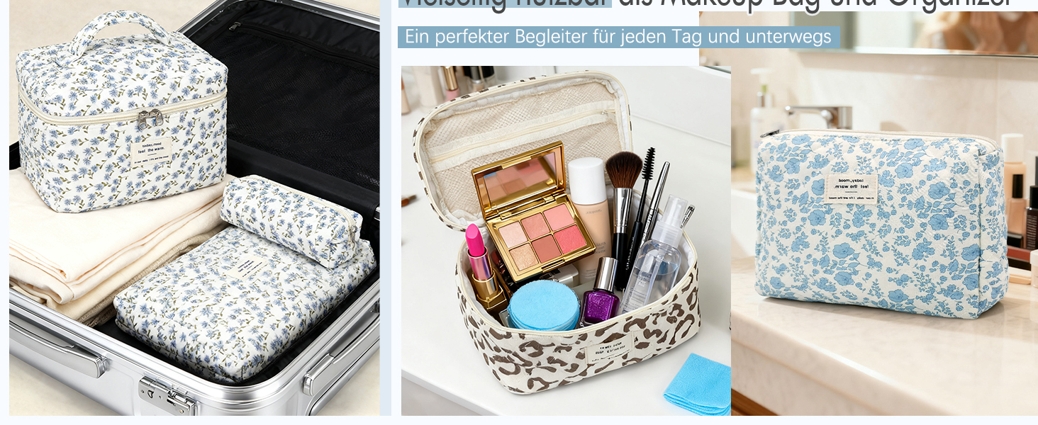 Набір косметичок для жінок: 3 шт. Leopard - велика, середня, маленька | Косметичка для макіяжу, подорожей, організації косметики