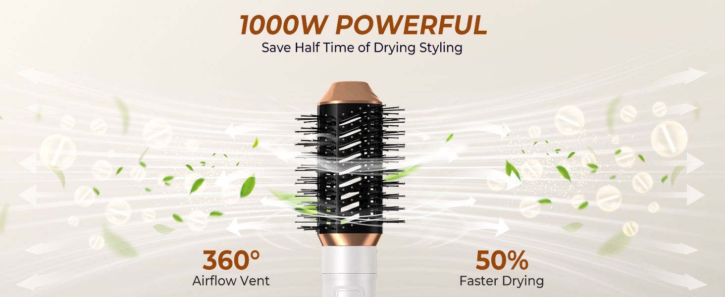 Набір для укладки волосся Pro Hairstyler 6 в 1: фен-щітка, локони, об'єм, сушка, випрямлення | Atopskins | 1000W