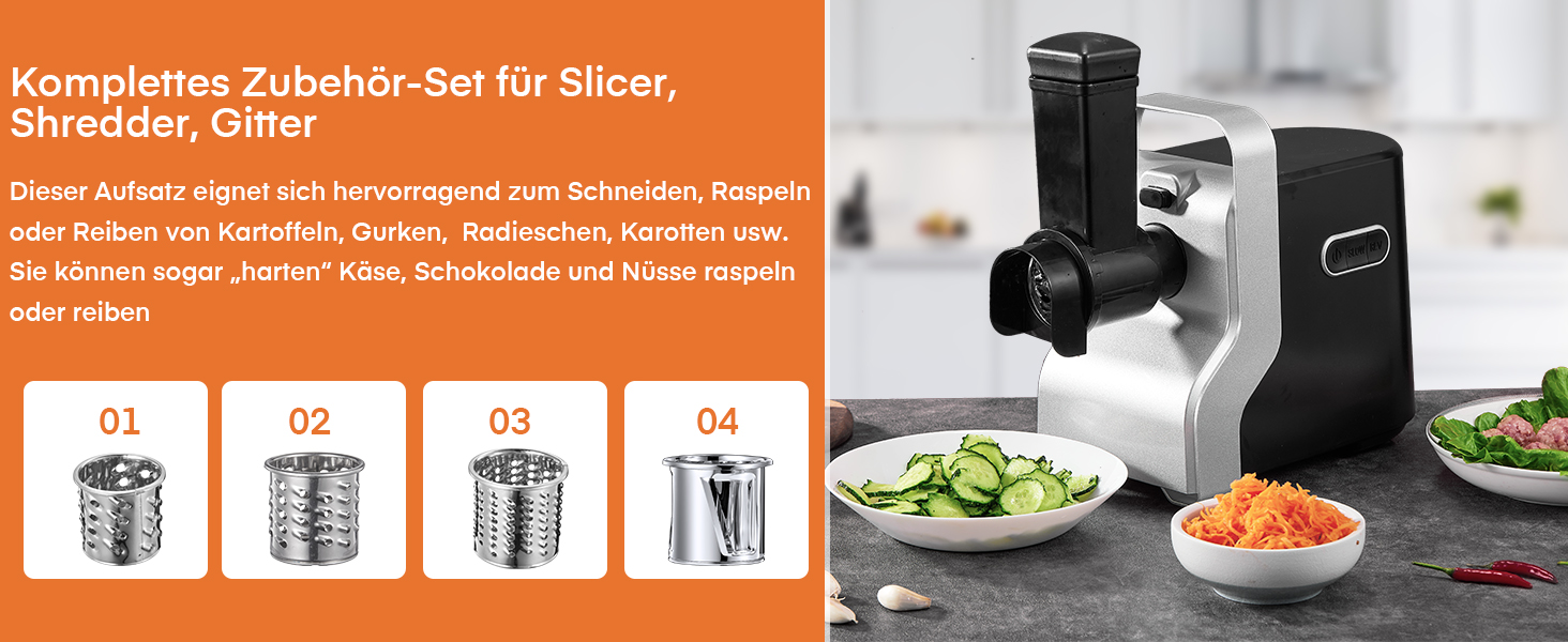 Electric Meat Grinder 5-in-1 - 700W Power, 2800W Max Blocking Capacity, Stainless Steel Grinding Plates (3, 5, 7mm), Sausage Maker, Kubbe Attachment, Black