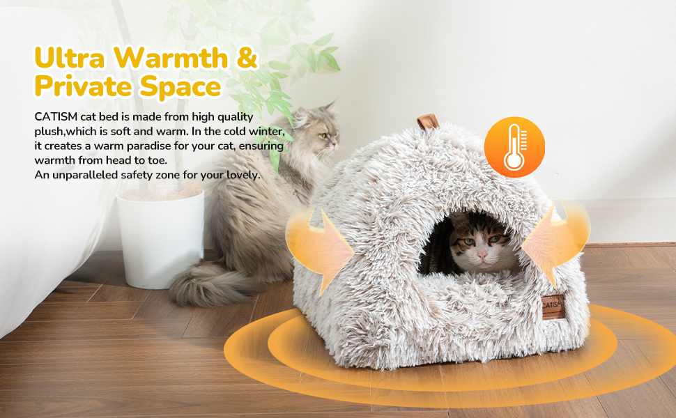 Квіткове ліжко для котів CATISM: м'яке, зручне, велике, для відпочинку та сну, біле