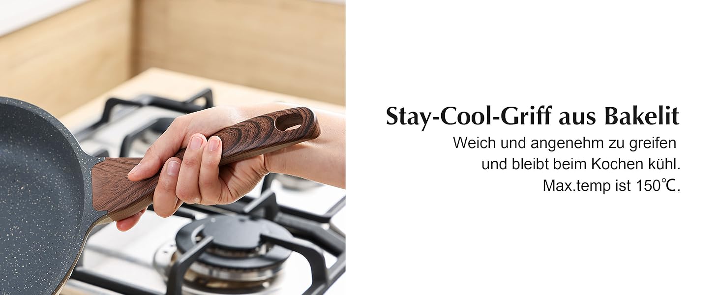 Набір посуду SENSARTE з антипригарним покриттям 13 предметів, гранітний, з кришками та силіконовими інструментами, сірий