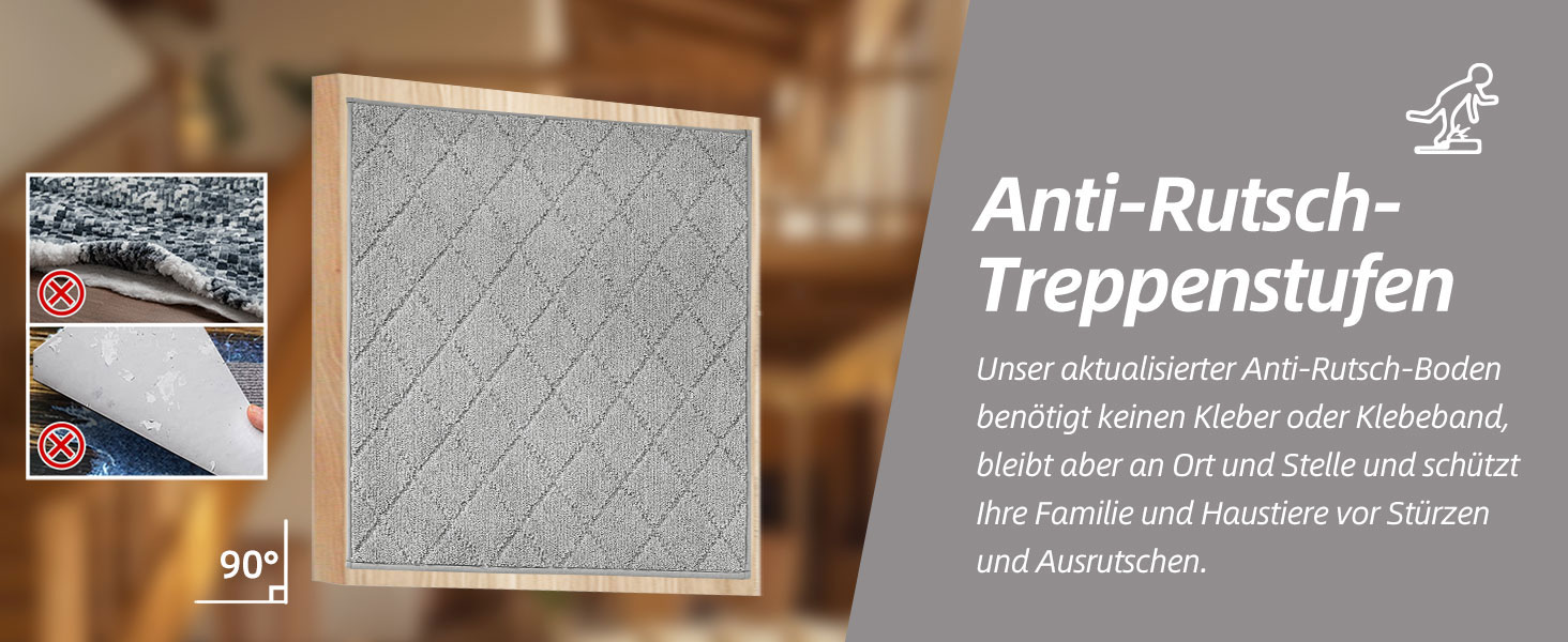 Ковзаючі сходи COSY HOMEER, 15 шт., 70 x 22 см, антиковзаючі, самоклеючі, машинне прання, 100% поліестер, TPE-підкладка, для дітей, літніх людей та домашніх тварин, сірий та білий