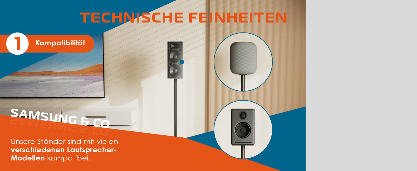 Підставка для колонок Xantron® 2X, регульована висота до 103 см, з антиковзким покриттям та прихованою прокладкою кабелю, з кріпленням, PREMIUM-USF-2